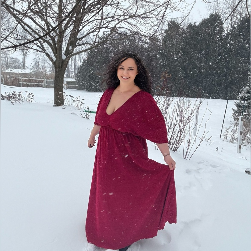 Burgundy Maxi Dress | Empire Waist | Winter Cottagecore flowy romantic gown